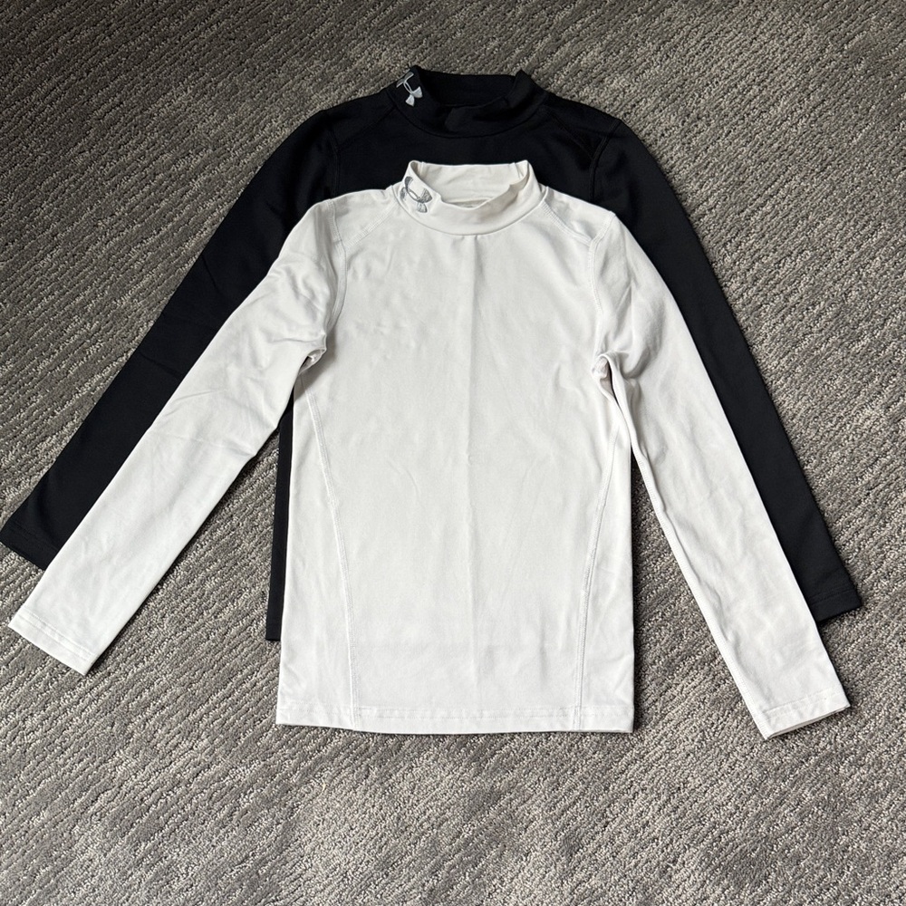 Under Armour Black and White Mock Neck Tops, set of 2, like new!